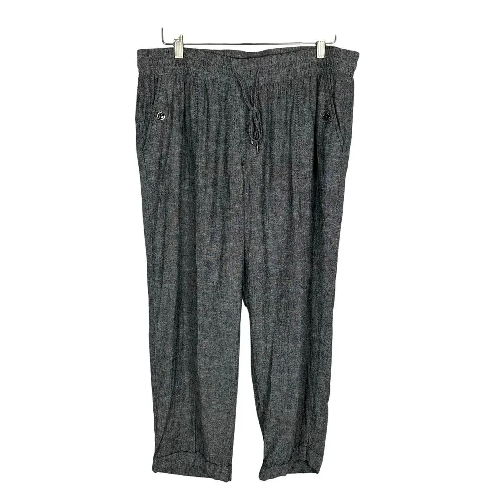 Jones New York Black Heathered Linen Pants Plus Sz 1X‎ Career Essential